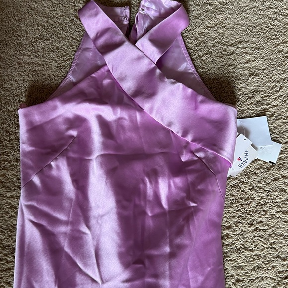 Aqua Lilac Satin Halter Maxi Dress - Picture 7 of 9